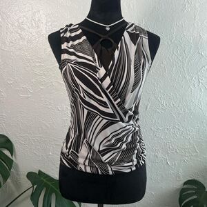 Iz-byer Women's White and Brown Blouse